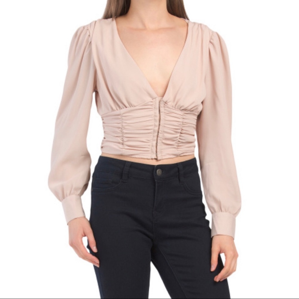 Chiffon Corset Blouse - Rose, Light Pink